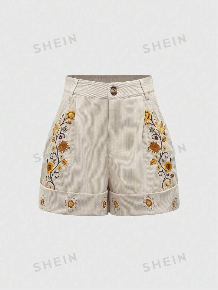 ROMWE Hippie Frauen Urlaub Lässig Blumenstickerei Fransenkante Shorts | aktuelle Trends, günsti... | SHEIN