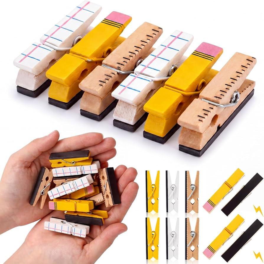 Tenceur 30 Pcs Back to School Colorful Pencil Magnetic Clips Teacher Appreciation Gifts Whiteboar... | Amazon (US)