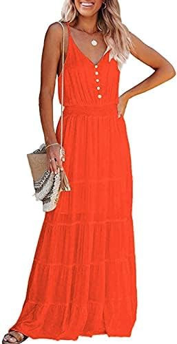 PRETTYGARDEN Women's Casual Summer Dress Spaghetti Strap Sleeveless High Waist Beach Long Maxi Su... | Amazon (US)