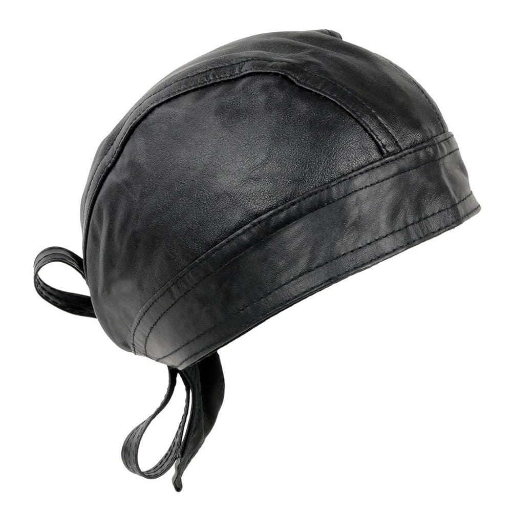 Milwaukee Leather SH319 Unisex Black Leather Skull Cap | Amazon (US)