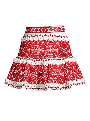 Alexis Women's Embroidered Lucille Skirt - Rich Embroidery Red - Size XS | Saks Fifth Avenue