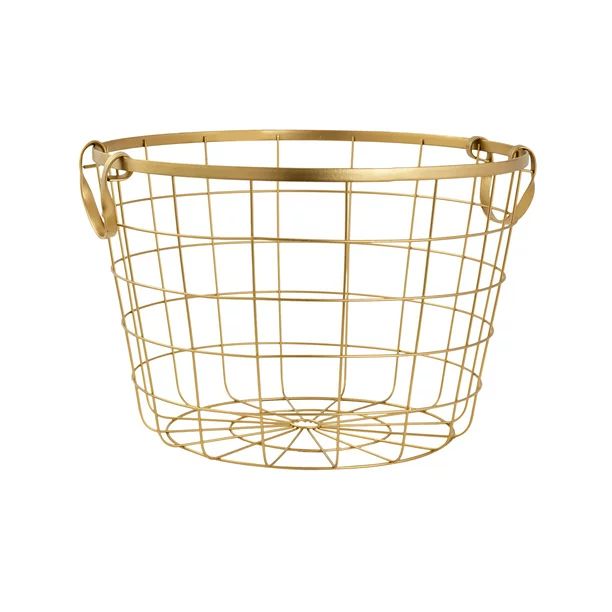 Mainstays, Round Wire Basket With Handles, Large Size, Gold - Walmart.com | Walmart (US)