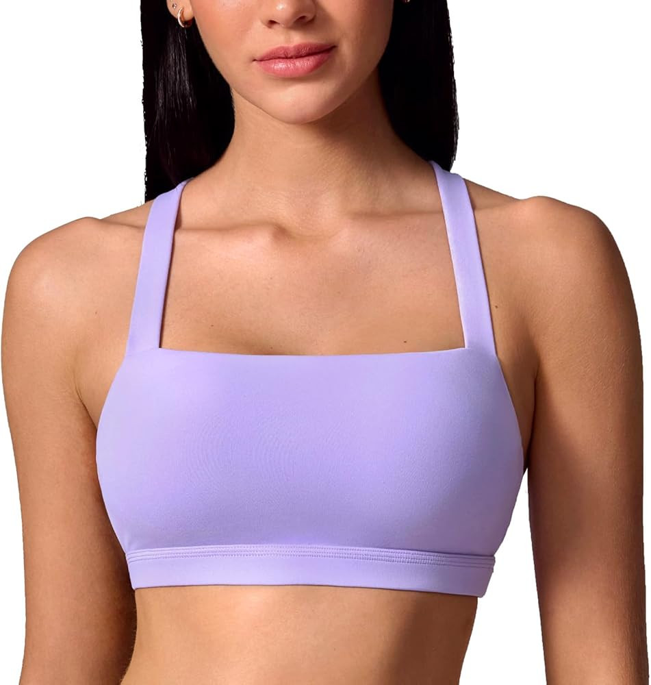 INGIA Women's Square Neck Sports Bra Strappy Criss Cross Wide Straps Workout Padded Cami Yoga Bra... | Amazon (US)