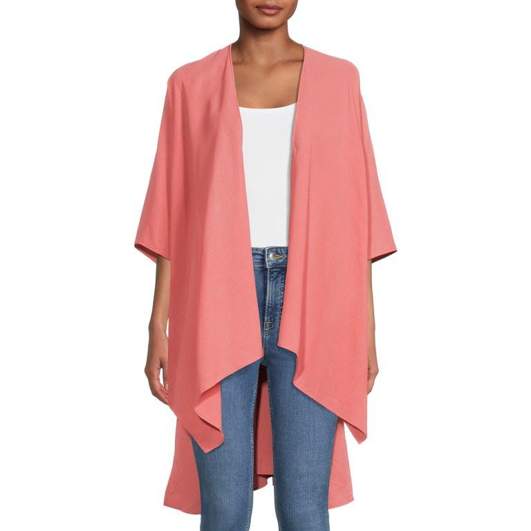 Time and Tru Women’s Pink Camellia High-Low Kimono | Walmart (US)