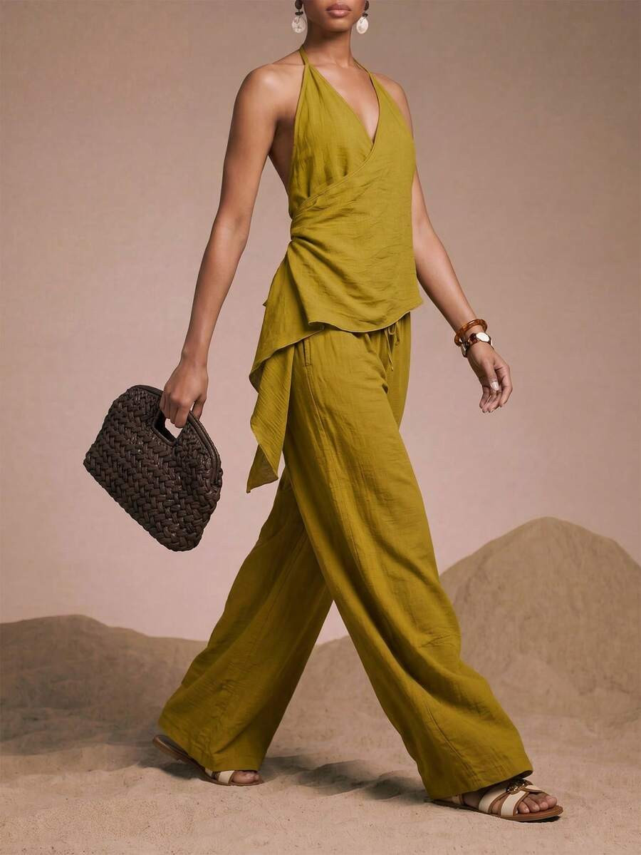 Zivah 2026 Casual Beach Vacation Elegant Chic High Street Commute Outfit, Yellow Green Camisole A... | SHEIN