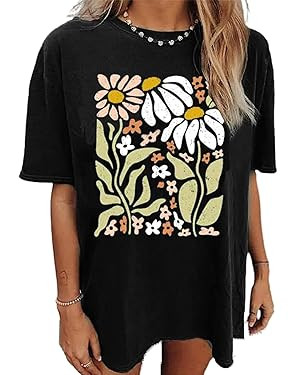 Womens Oversized Tshirt Flower Graphic Tees Nashville Music Short Sleeve Shirts Summer Casual Loo... | Amazon (US)