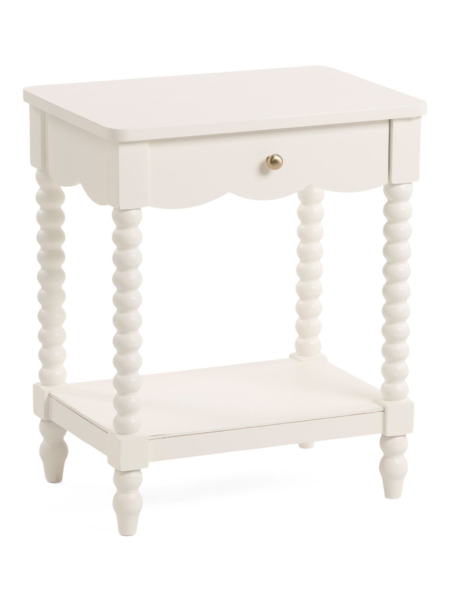 One Drawer Scalloped Spindle Legs Side Table | Bedroom | Marshalls | Marshalls