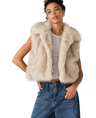 Women's Safira Faux Fur Collared Vest | Macy's