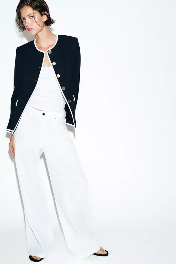 CONTRASTING PIPING BLAZER | Zara US