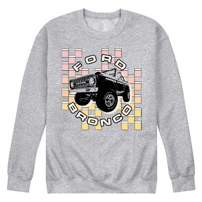 Men's Ford Bronco Retro Checker Graphic Fleece Sweatshirt - Athletic Heather - Small | Target