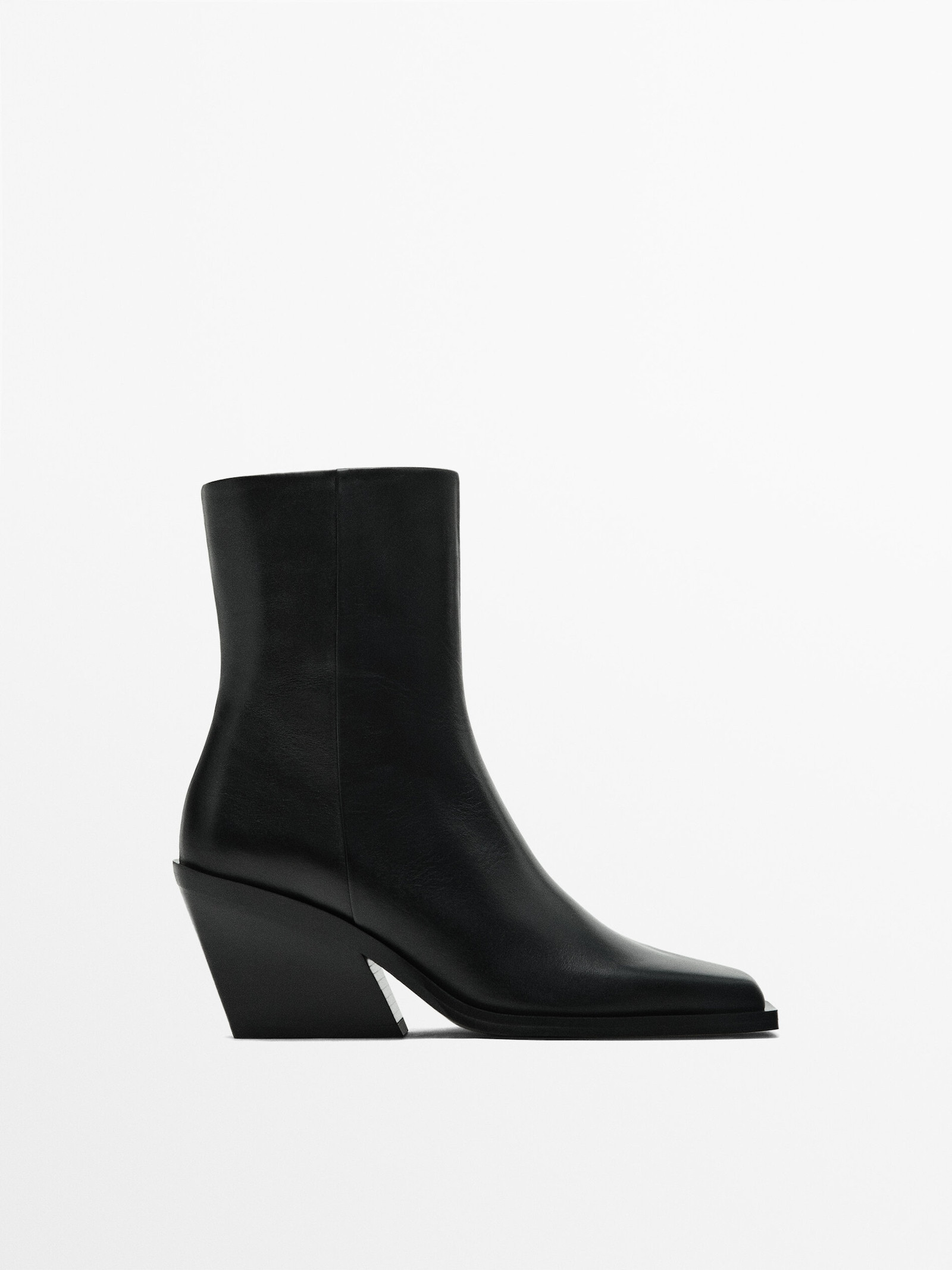 Leather high heel ankle boots | Massimo Dutti US