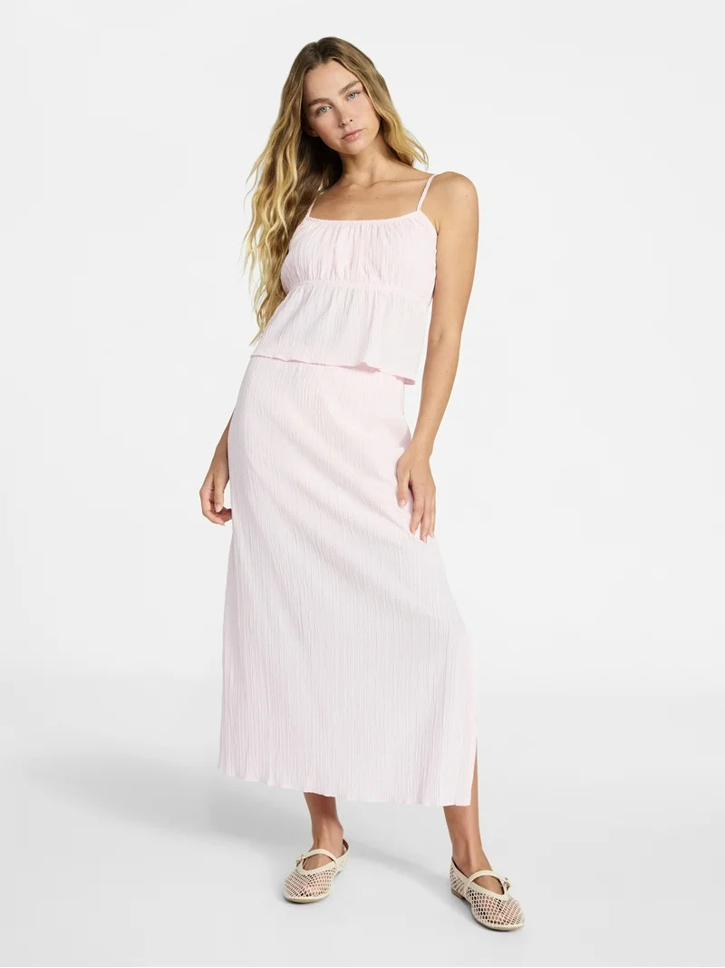 No Boundaries Babydoll Cami and Maxi Skirt, 2-Piece Set, Women's | Walmart (US)