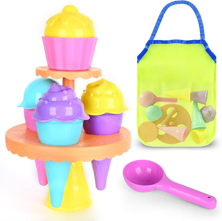 Amazon.com: SupMLC Beach Toys Ice Cream Sand Toys - Toddlers Beach Essentials for Kids Girls Boys... | Amazon (US)