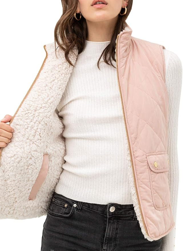 NE PEOPLE Women’s Quilted Vest – Reversible Lightweight Sleeveless Full Zip Up Faux Fur Linin... | Amazon (US)