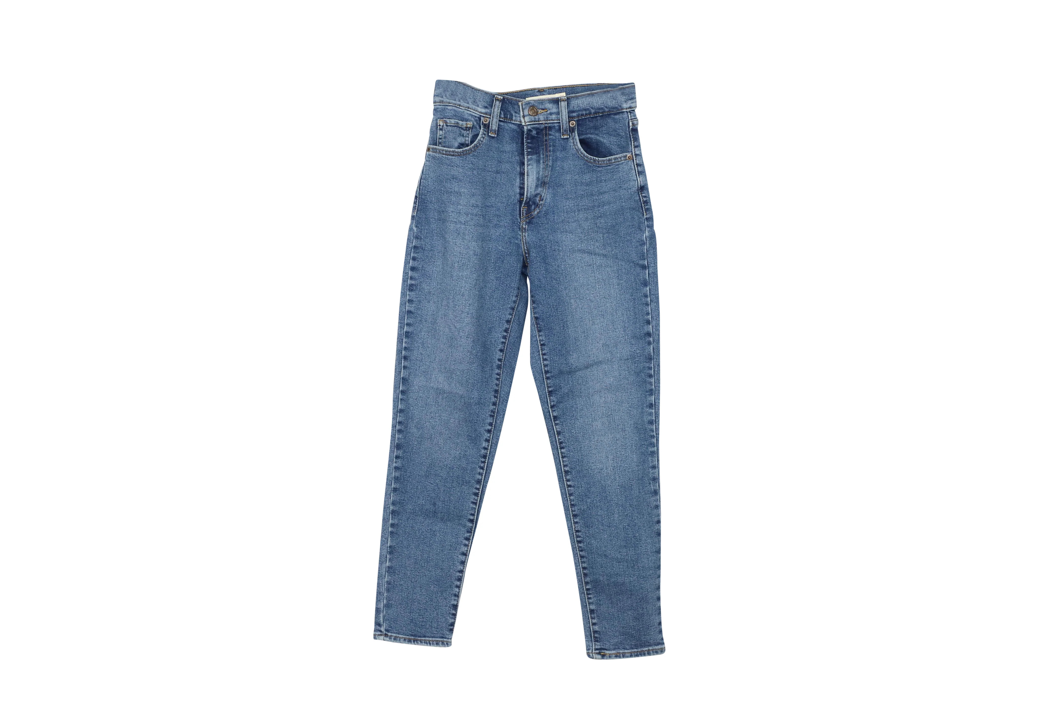 Levi's High Waisted Mom Jeans in Blue Cotton Denim | Shop Simon