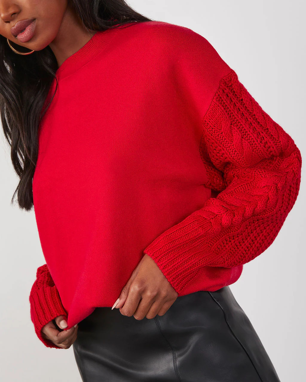 Luke Contrast Cable Knit Sweater | VICI