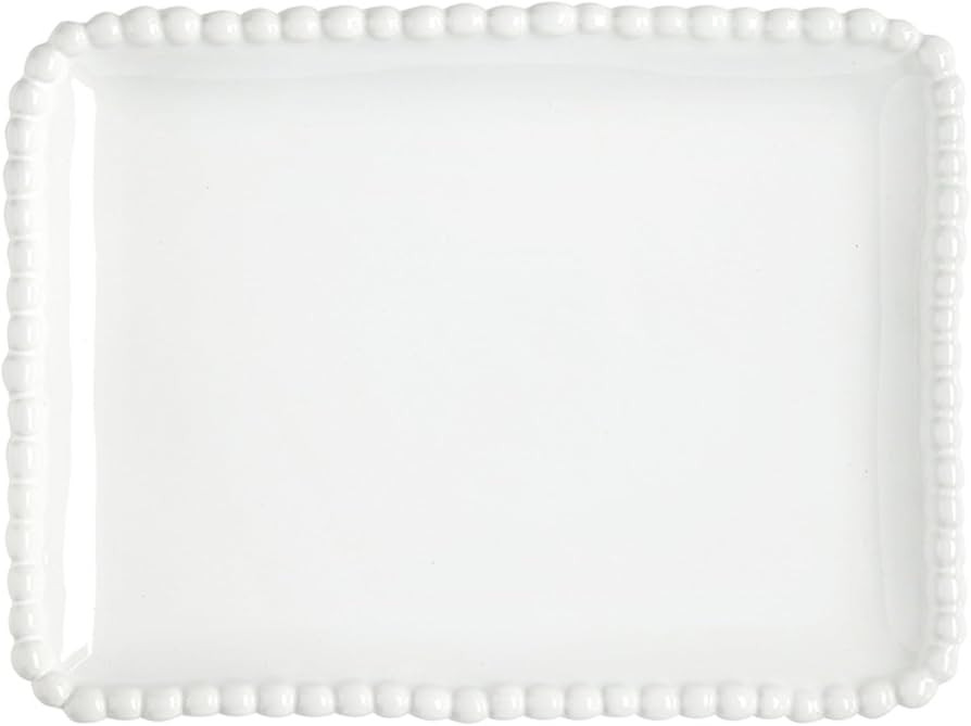 Santa Barbara Design Studio Serving Platter - Rectangular Ceramic Tray with Beaded Rim, 8", White | Amazon (US)
