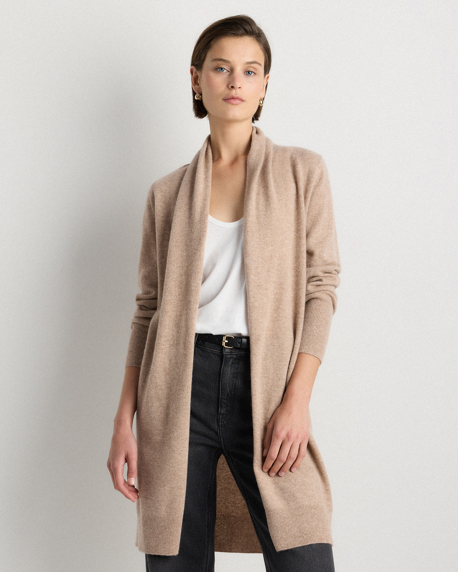 Quince | Women's Mongolian Cashmere Duster Cardigan Sweater in Oatmeal, Size Small | Quince