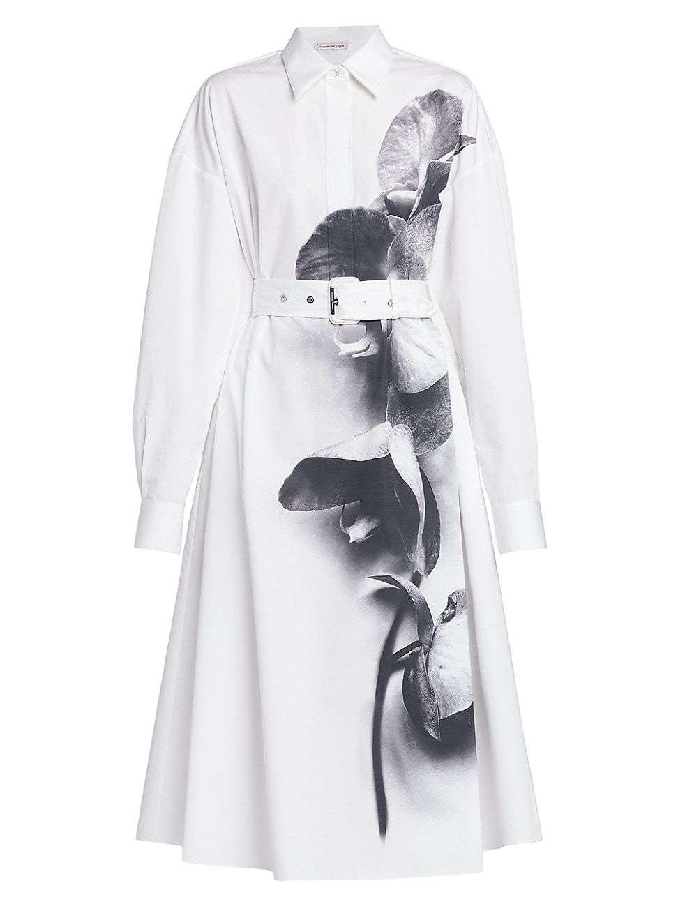Women's Poplin Orchid Midi-Shirtdress - White Black - Size 12 | Saks Fifth Avenue