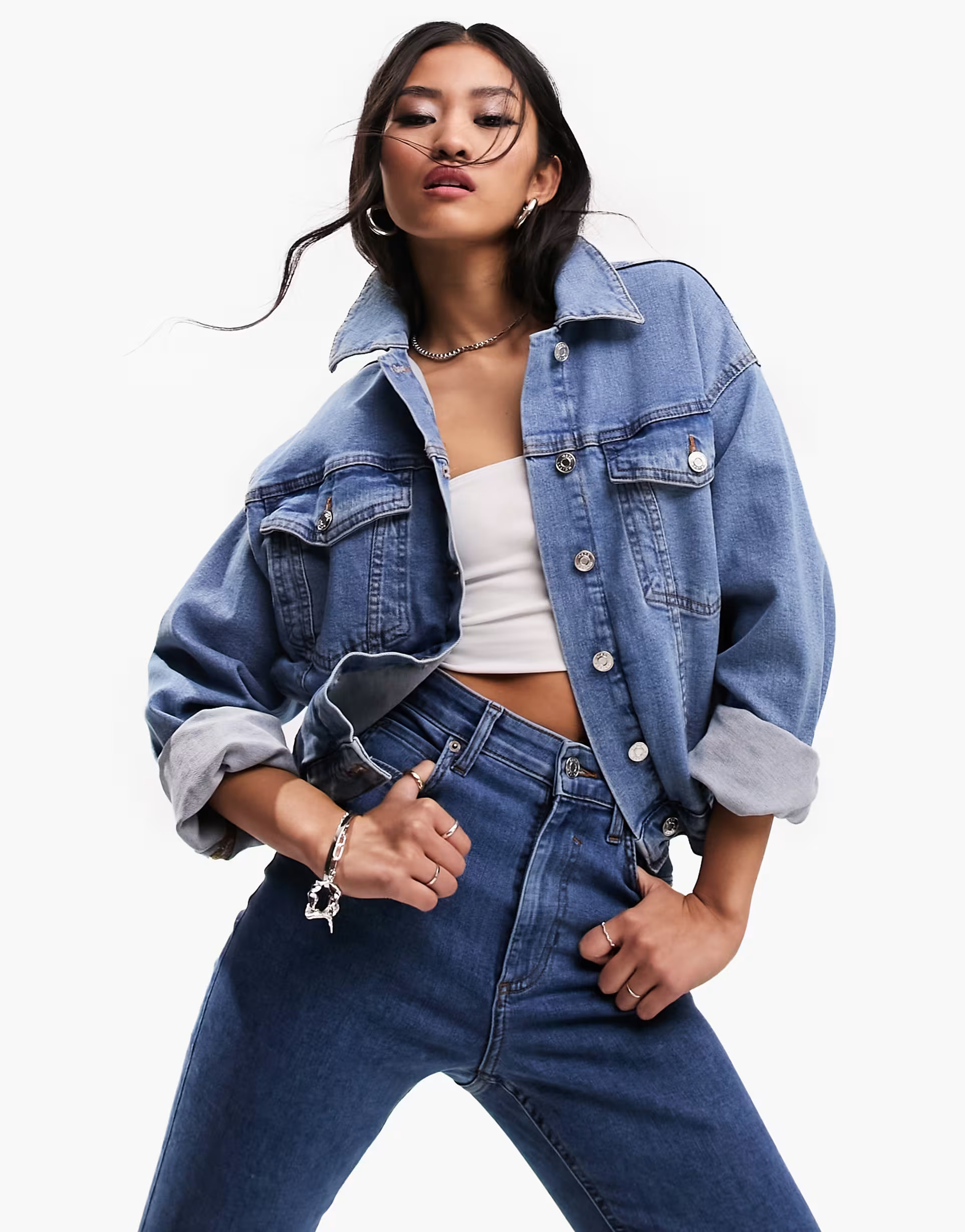ASOS DESIGN western denim jacket in midwash blue | ASOS (Global)