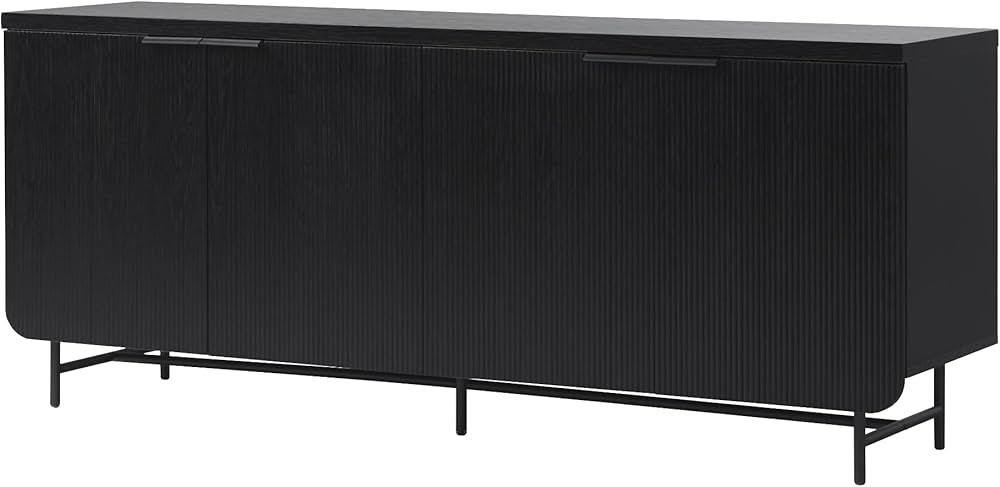 Walker Edison Scandinavian Grooved 4-Door Sideboard, 69 Inch, Black | Amazon (CA)