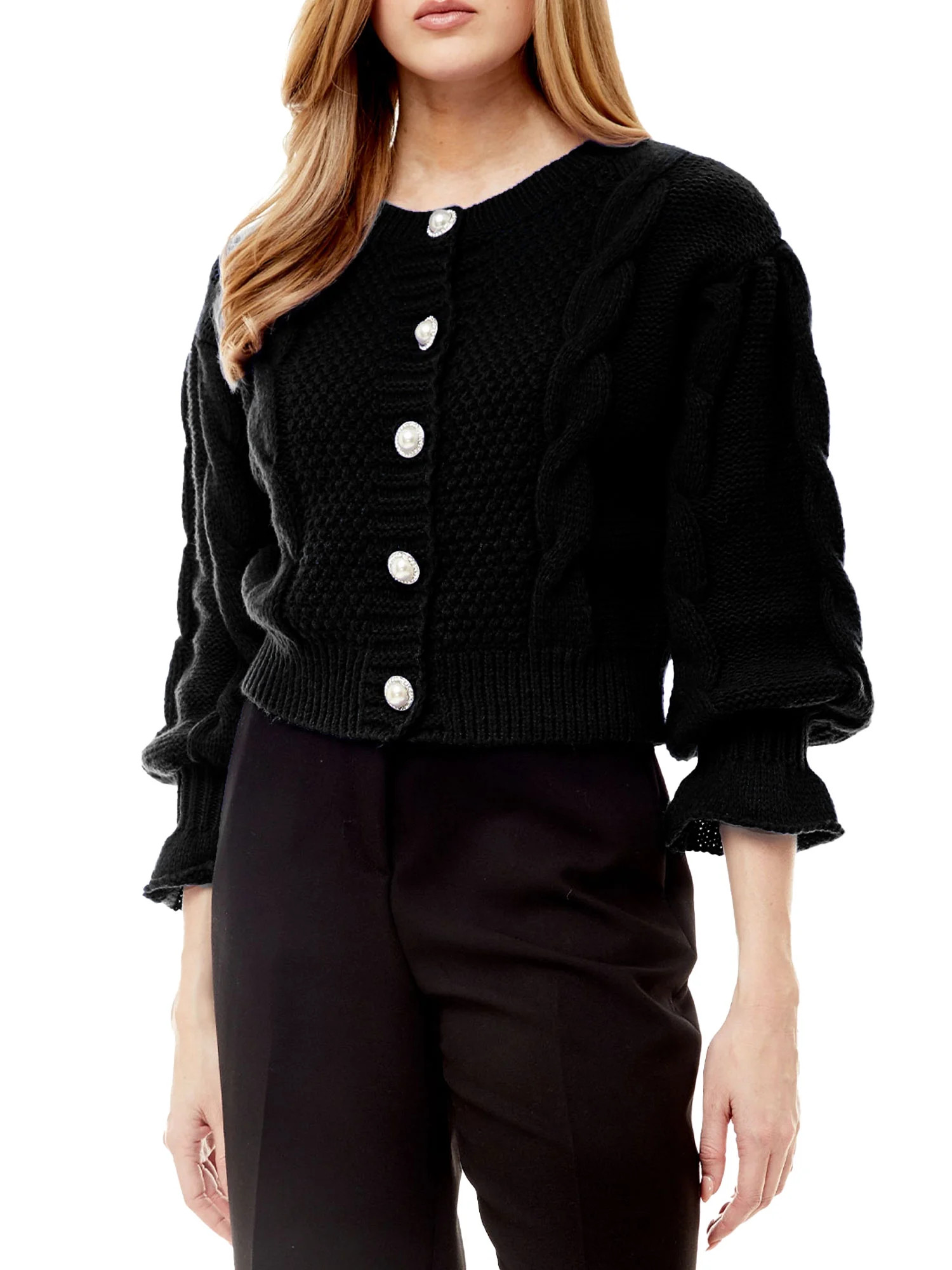 Rich and Famous Women's Alpine Cable Cardigan Sweater - Walmart.com | Walmart (US)