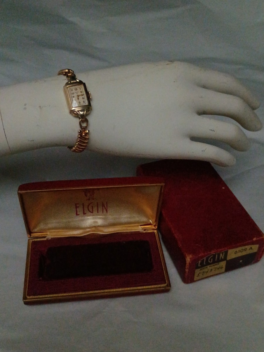 Elgin 10K Gold Filled Ladies Watch Functions but not tested orig case box clean | eBay US