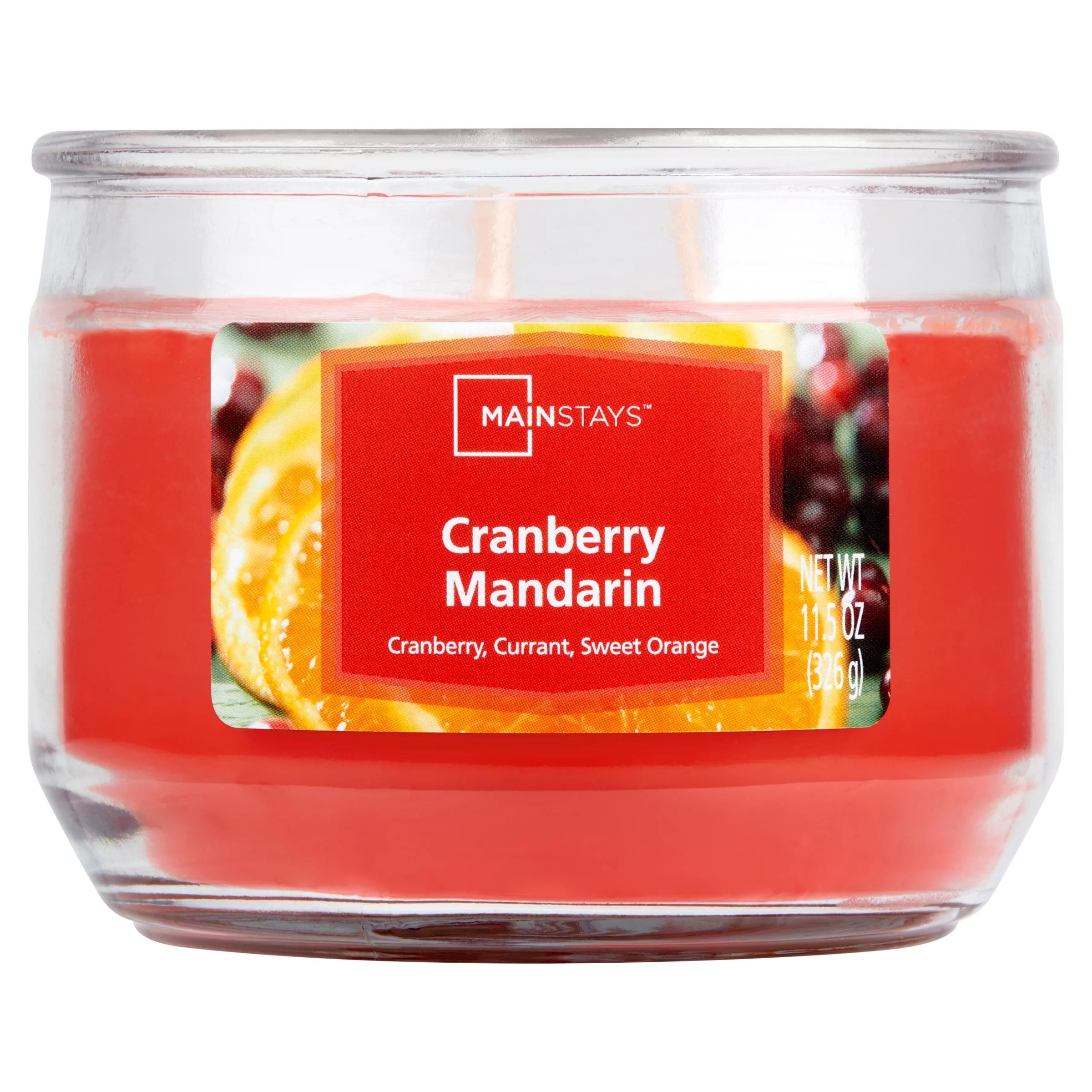 Mainstays Cranberry Mandarin Scented 3-Wick Glass Jar Candle, 11.5 oz | Walmart (US)