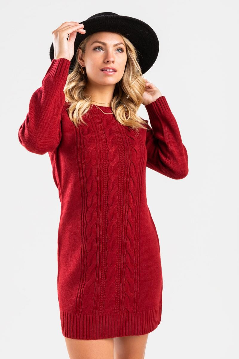 Geanne Cable Sweater Mini Dress | Francesca’s Collections