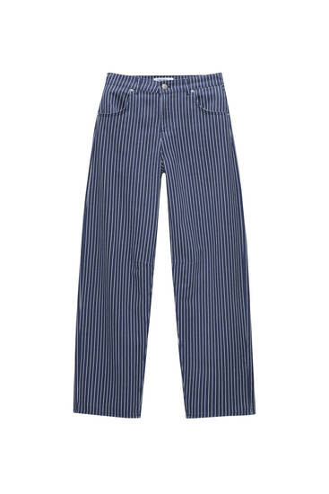 Straight-fit striped trousers - pull&bear | PULL and BEAR UK