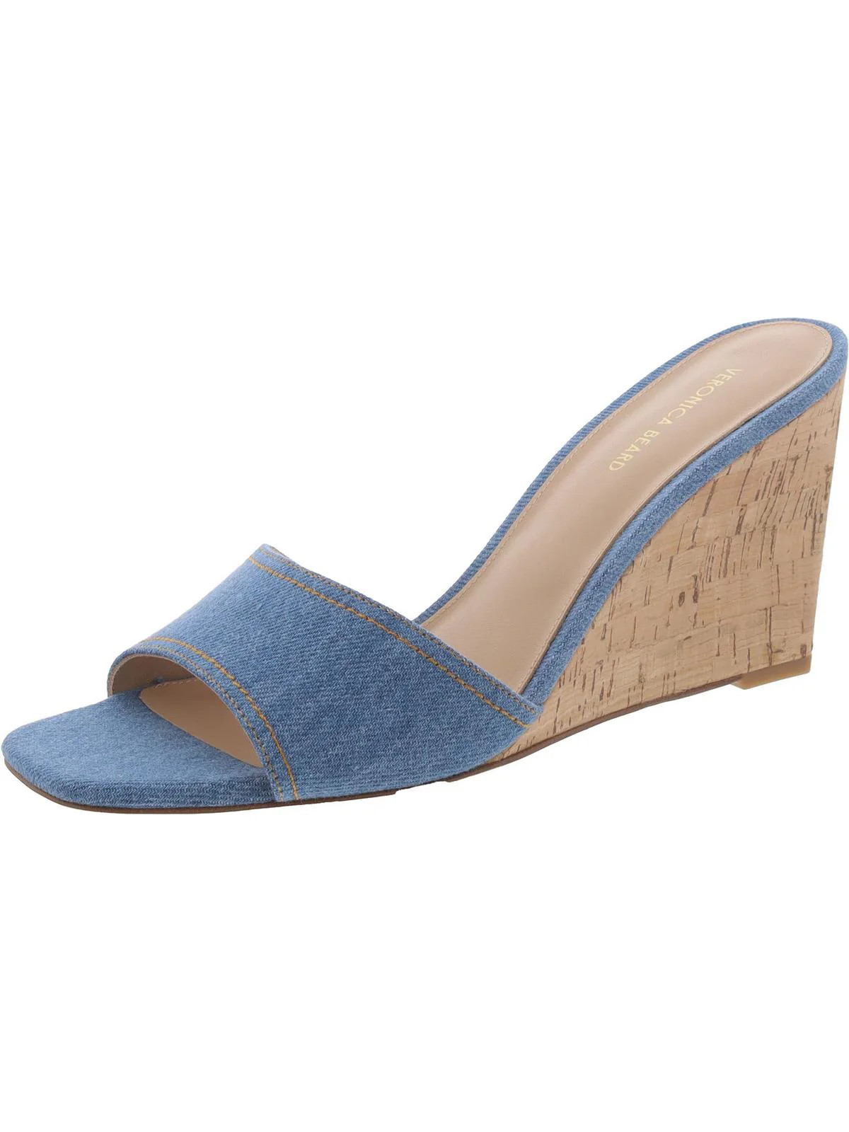 Ellen Womens Denim Square Toe Wedge Sandals | Shop Simon