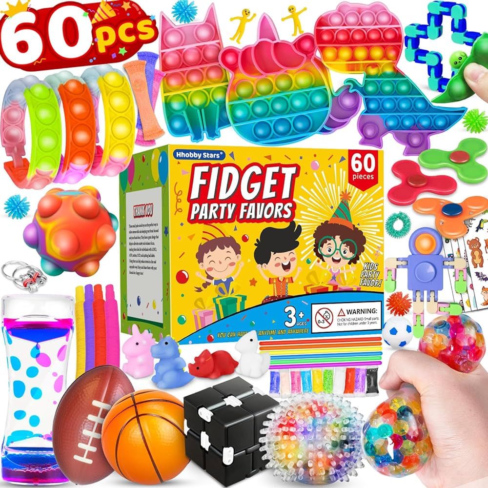 (60 Pcs) Sensory Fidget Toys Pack, School Classroom Rewards Goodie Bag Party Favors for Kids 3-5 ... | Amazon (US)