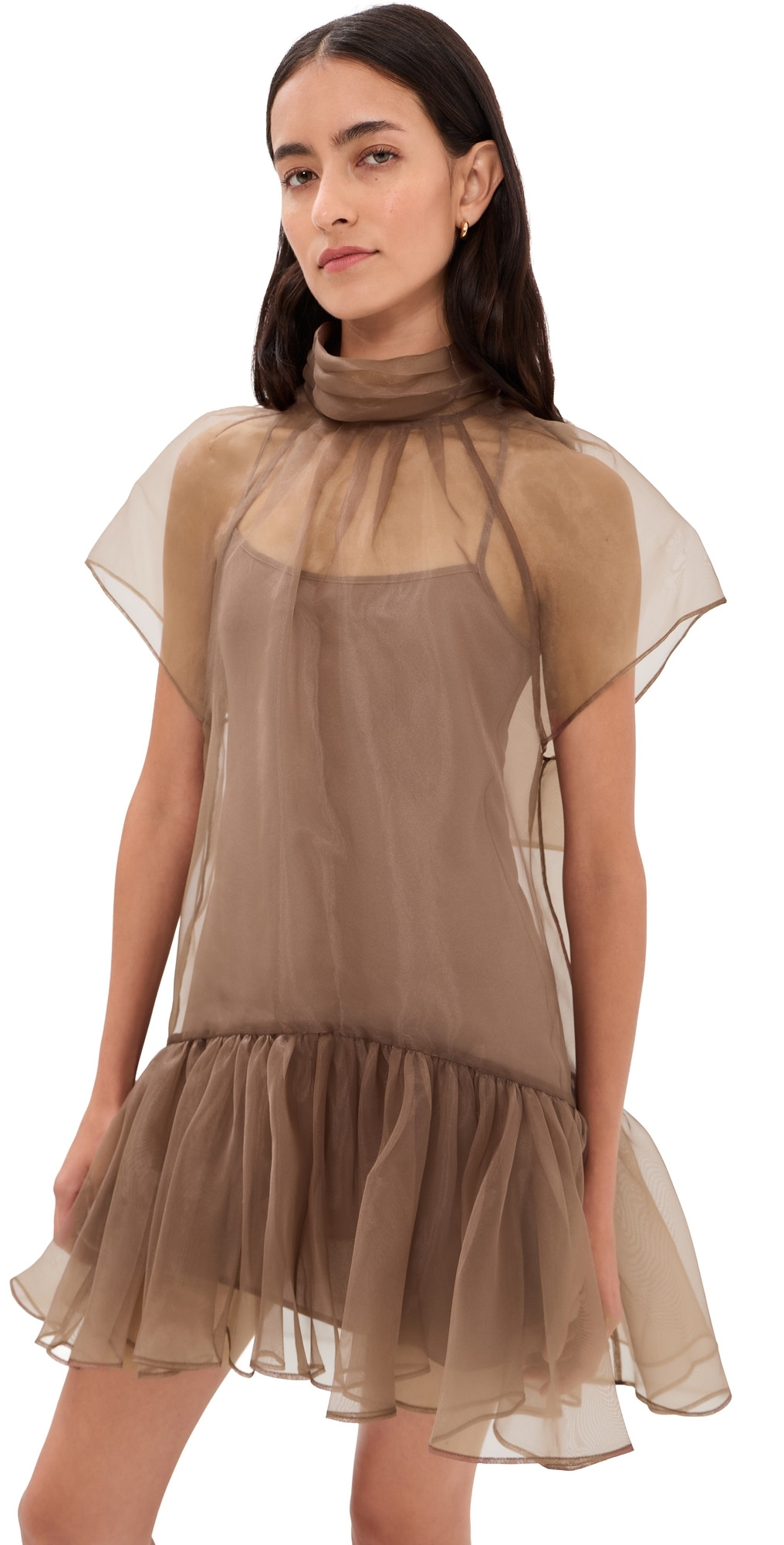 SIMKHAI Beaux Tiered Mini Dress Coffee 8 | Shopbop