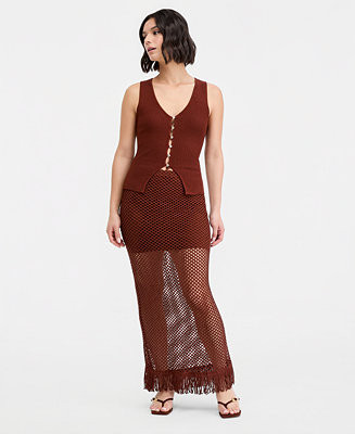 Bar III Women's Net Fringe-Hem Skirt, Macy's Exclusive - Macy's | Macy's