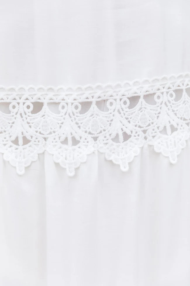 A Daily Reminder Smocked Lace White Maxi Dress | Pink Lily