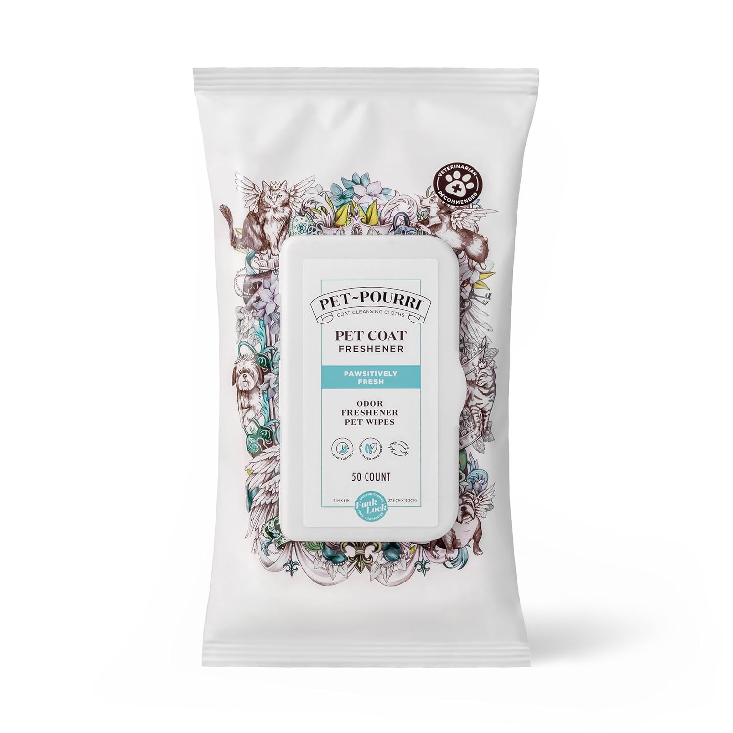 Poo-Pourri Pawsitively Fresh Deodorizing Pet Wipes – Quick Cleaning Wipes for Dogs & Cats – Plant Based Ingredients – Vet Recommended – Cleaner Odor Remover Wipes for Paw, Fur & Skin Soothing | Amazon (US)