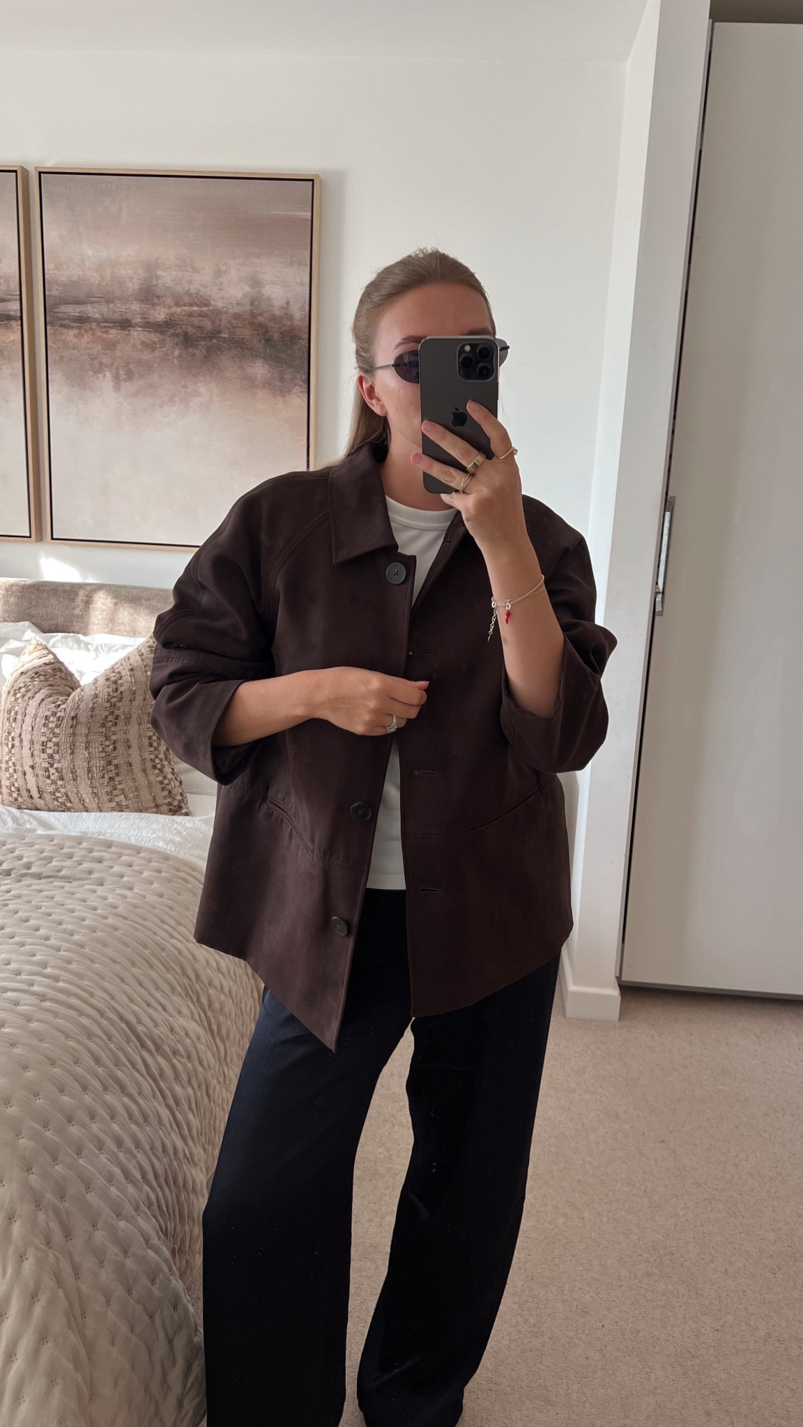 The Marks & Spencer’s faux suede jacket 
I’m wearing a large 