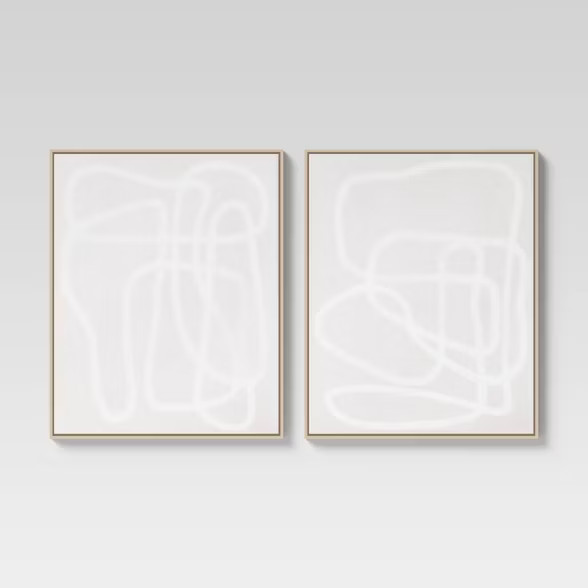 (Set of 2) 24" x 30" Line Drawing Wall Canvases Gray/White - Threshold™ | Target
