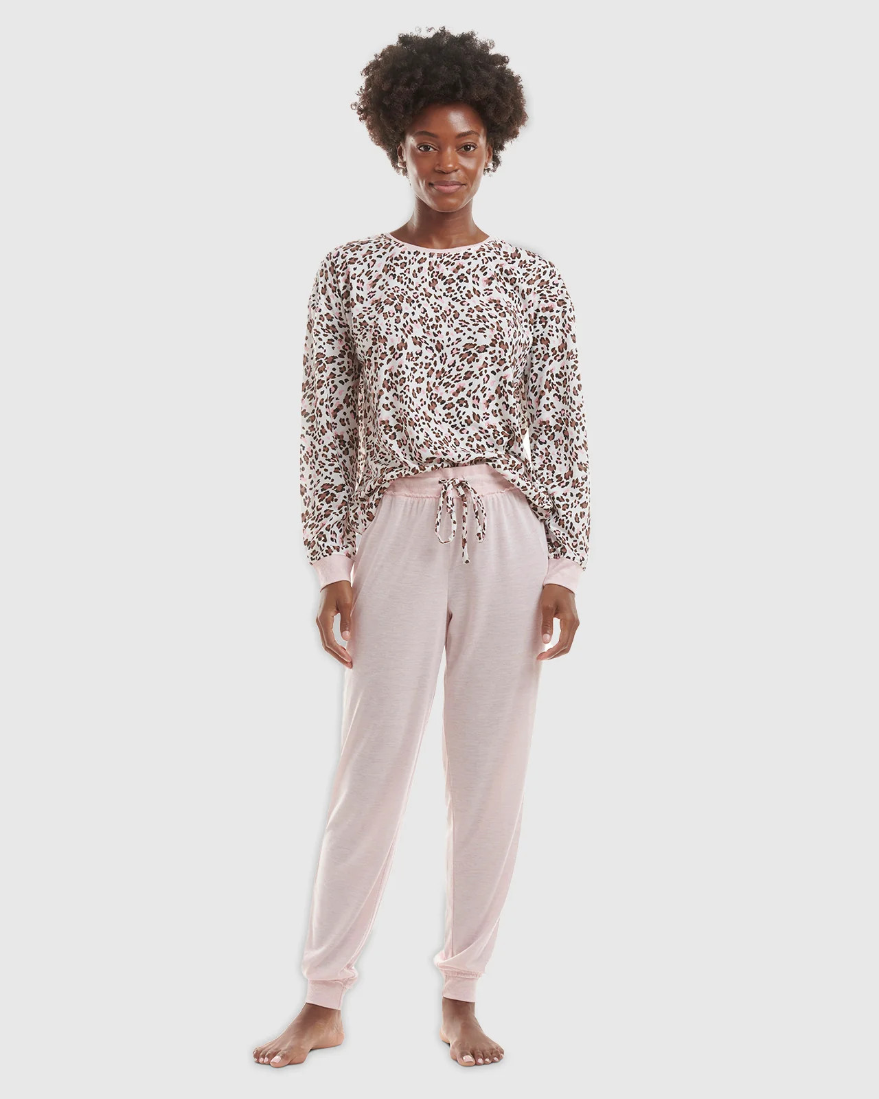 Mauve Heather Leopard Print Pullover Jogger PJ Set | Splendid