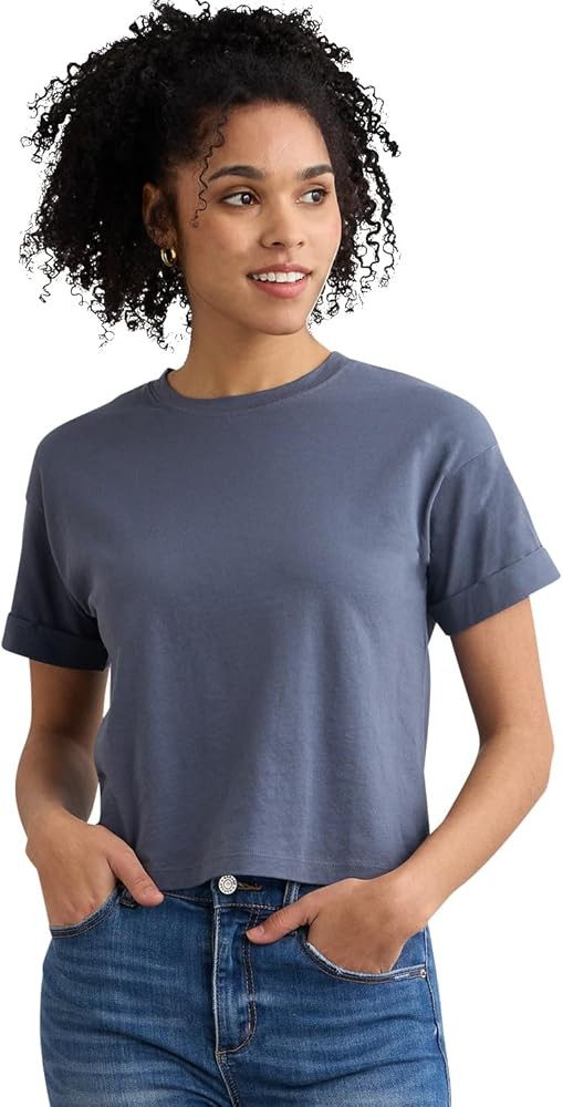 Fair Indigo Organic All-Cotton Loose Fit Crop Tee | Amazon (US)