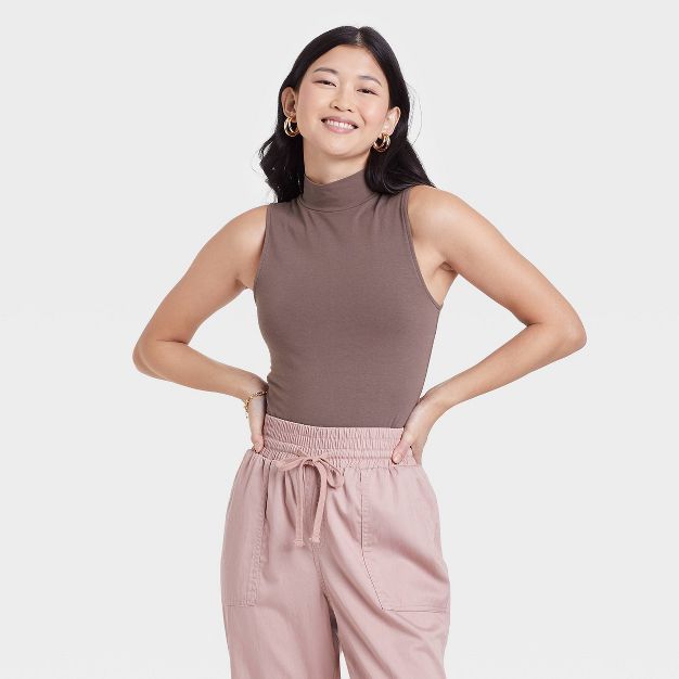 Women's Ribbed Mock Turtleneck Tank Bodysuit - A New Day™ | Target