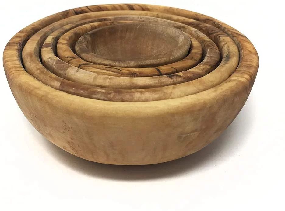 AramediA Stackable Handcrafted olive wood Bowls for Salad, Pasta, Fruit - Kitchen Bowl Set | Walmart (US)
