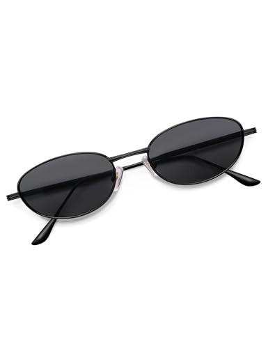 Appassal Retro Oval Sunglasses for Women Trendy Classic Shades Y2k Sunnies AP3747 Black/Grey | Amazon (US)