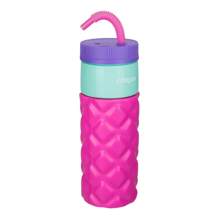 Cool Gear 24oz Plastic Retro Squishy Water Bottle, Quilted Pink with Foam Grip and Resealable Str... | Walmart (US)