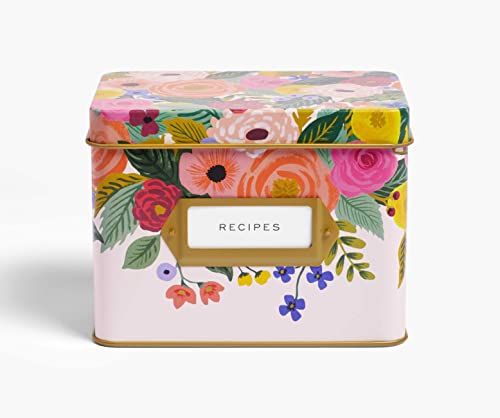 Rifle Paper Co. Juliet Rose Recipe Tin, Gold Metallic Interior, Gold-Framed Label On Front, Includes | Amazon (US)
