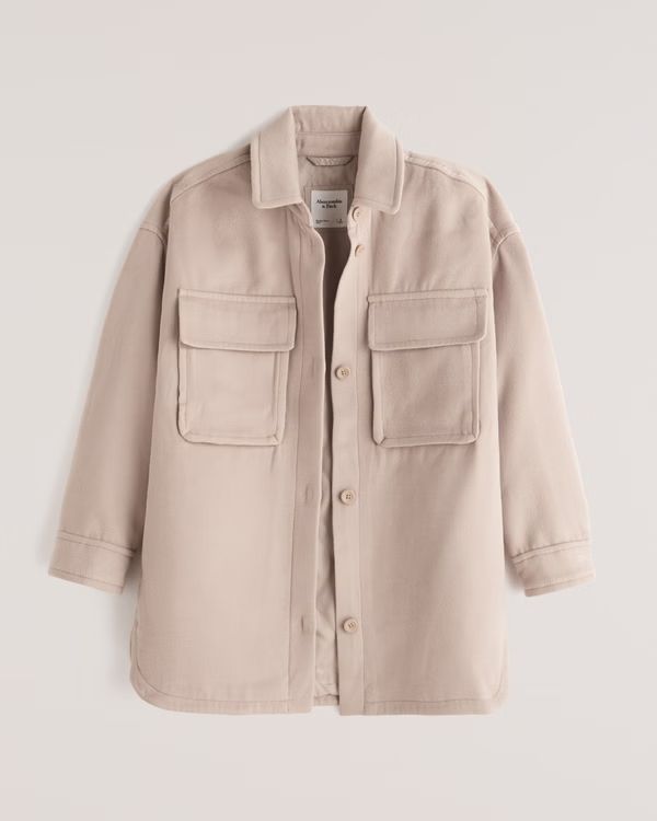 Women's Oversized Cozy Shirt Jacket | Women's Up To 50% Off Select Styles | Abercrombie.com | Abercrombie & Fitch (US)