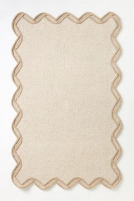 Tufted Wool Scalloped Border Rug | Anthropologie (US)