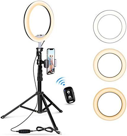 10.2" Selfie Ring Light with Tripod Stand & Cell Phone Holder for Live Stream/Makeup, UBeesize Mi... | Amazon (US)