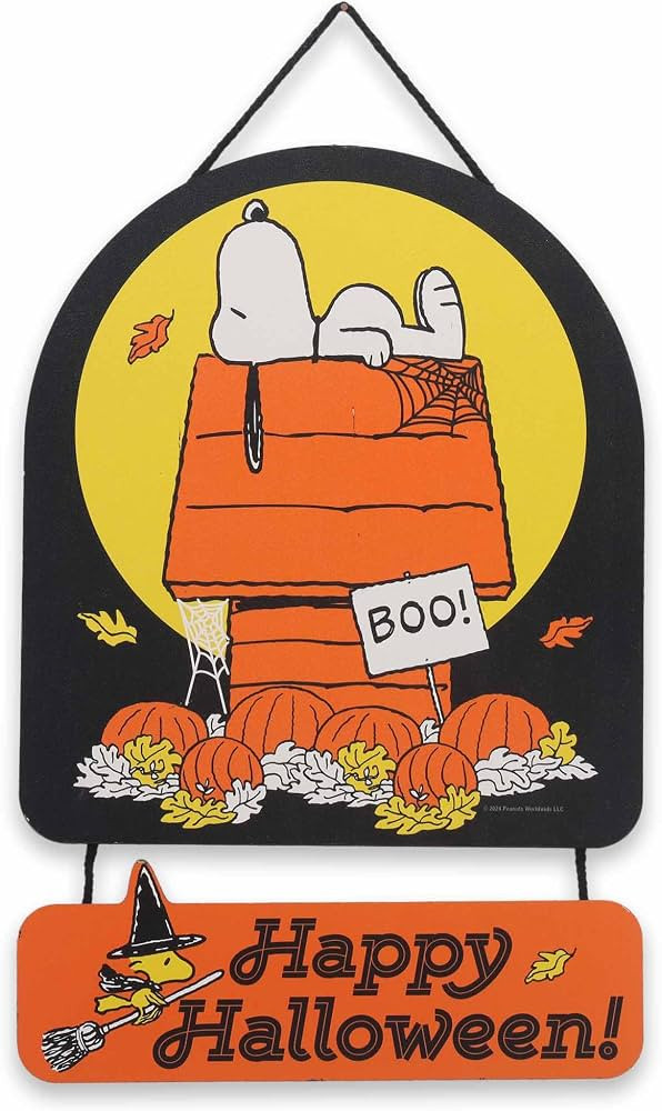 Peanuts Snoopy and Woodstock Happy Halloween Linked Wood Wall Decor | Amazon (US)