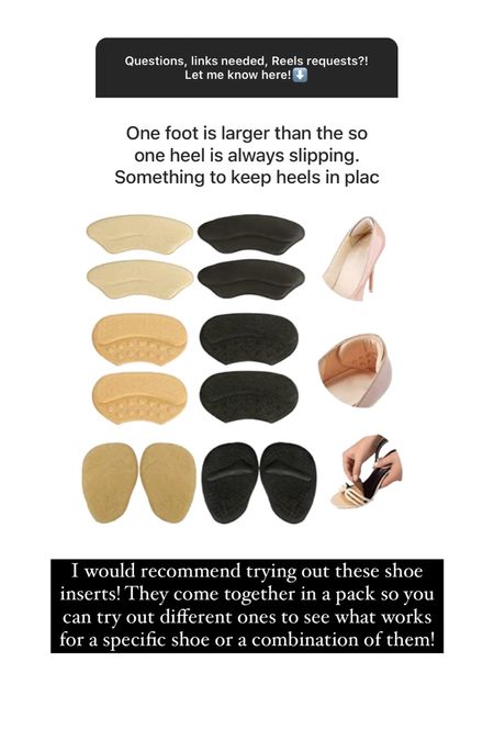 Shoe inserts for  heels 